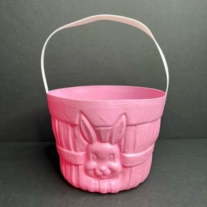 Vintage Empire Blow Mold Easter Basket pink Bunny Rabbit Made in USA
